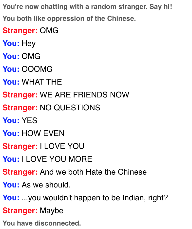 nicechestarthur's tweet photo. Must stay strong, even if we both hate the Chinese. #IndiansArentAnyBetter http://t.co/jKo83rlrqB