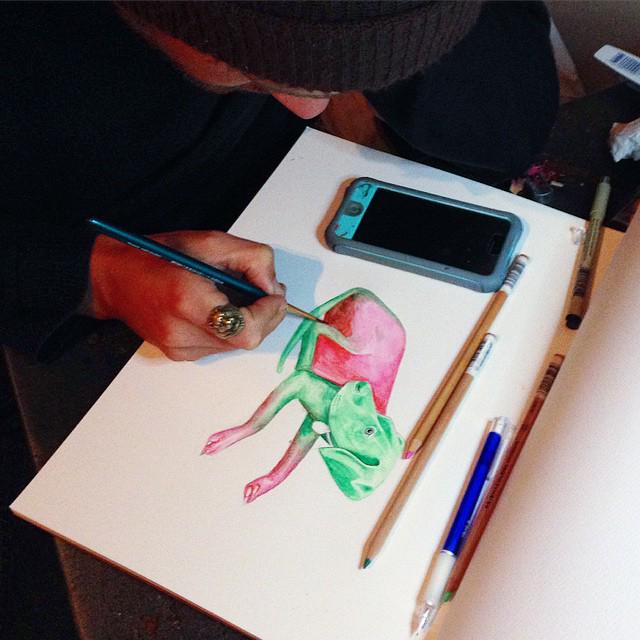 In the moment with artist #aaronglasson during his stay in San Francisco. #inthemoment #process #wip