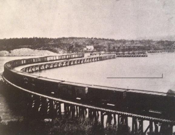 This railway was the 1st bridge to span the Halifax Harbour. It was destroyed by winds &amp; fell into the sea in 1891.