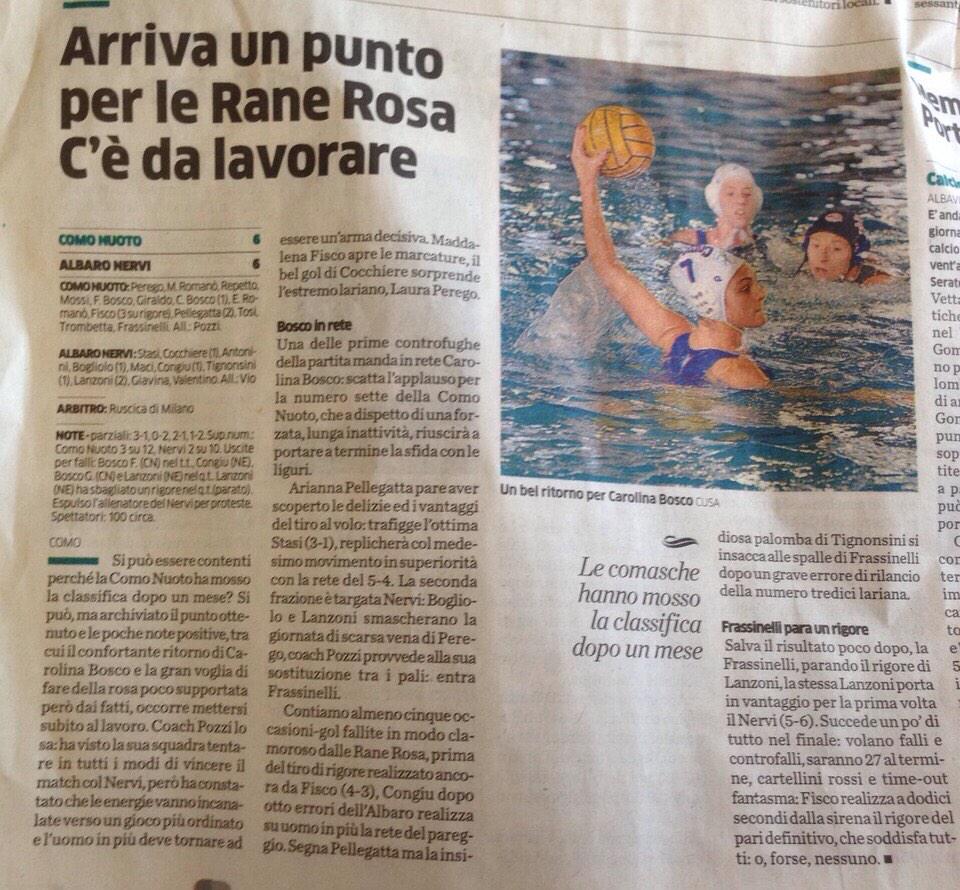 RaneRosaComo's tweet photo. Da "La Provincia" di Como di lunedì 9 febbraio http://t.co/i1cGYUSyDn
