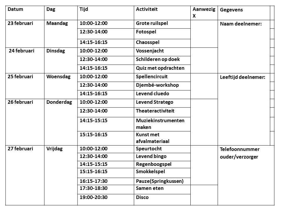 Mudanthe_'s tweet photo. Ben je tussen de 6 en 12 jaar? Kom dan naar onze vakantiespelweek! Van 23 t/m 27 februari. Deelname is gratis! http://t.co/vqQu7x8HSg