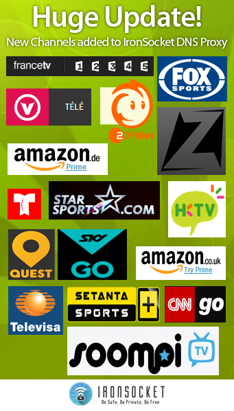 IronSocketOps's tweet photo. 22 new streaming websites are now supported with our Smart DNS Proxy service. Find out more:  http://t.co/JaNQn9lYVv http://t.co/GVS7WxNLOa