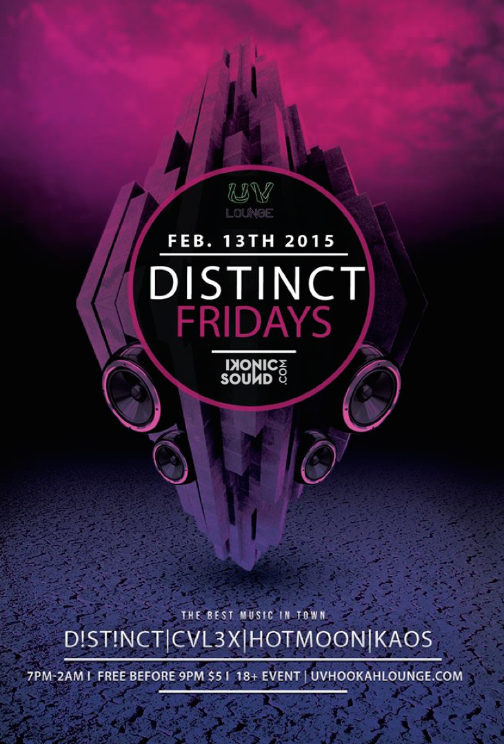Trent_Damico's tweet photo. Coming up this Friday at #UVLounge we continue #DistinctFridays with @IkonicSound! w/ @CVL3X @hotmoonsucks &amp; #KAOS http://t.co/Py8u3Oj3NT