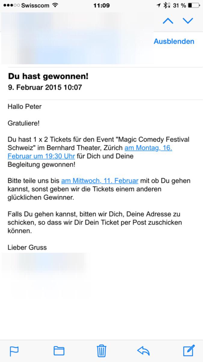 petschi's tweet image. Ohhh welch eine Überraschung … Ich hab gewonnen ! 😍 #Wettbewerb #MagicComedy #BernhardTheater