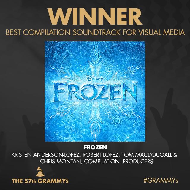ChristineHals's tweet photo. Congrats for #BestCompilationSoundtrack For #VisualMedia #Frozen and #BestSong #LetItGo #GRAMMYs http://t.co/2VmpSYsj2u