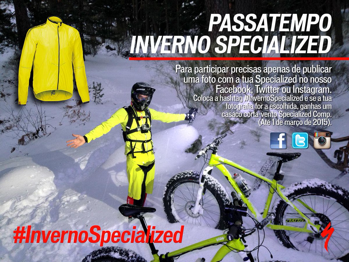 SpecializedPT's tweet photo. Ainda com frio? Participa no passatempo com uma foto com a hashtag #InvernoSpecialized para ganhares um corta-vento. http://t.co/yaZkv1a1Rq