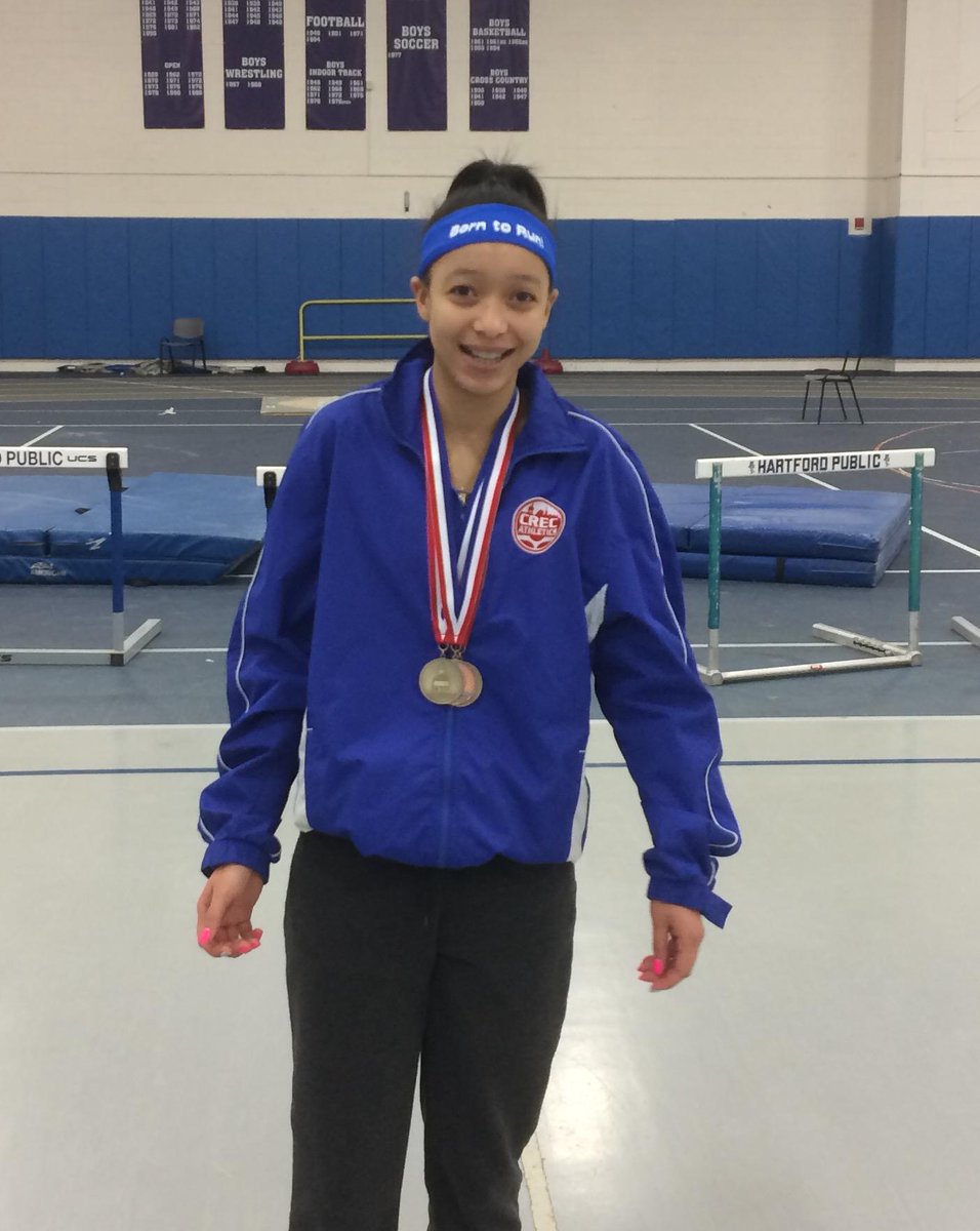 CREC_TwoRivers's tweet photo. TRH Mahryeah Torres is the first state qualifier in history. 1st in 55m dash,1st in 4x200 &amp; 3rd in 300m dash. http://t.co/UqZNjnQmXc