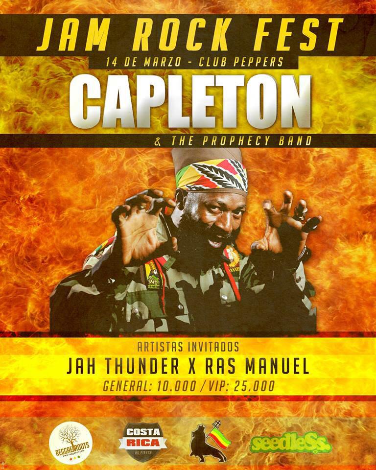 capletonmusic's tweet photo. Costa Rica get ready! I'm performing @ Club Peppers 3/14/15 #JamRockFest with Prophecy Band & Jah Thunder. http://t.co/27fYx4BUjm