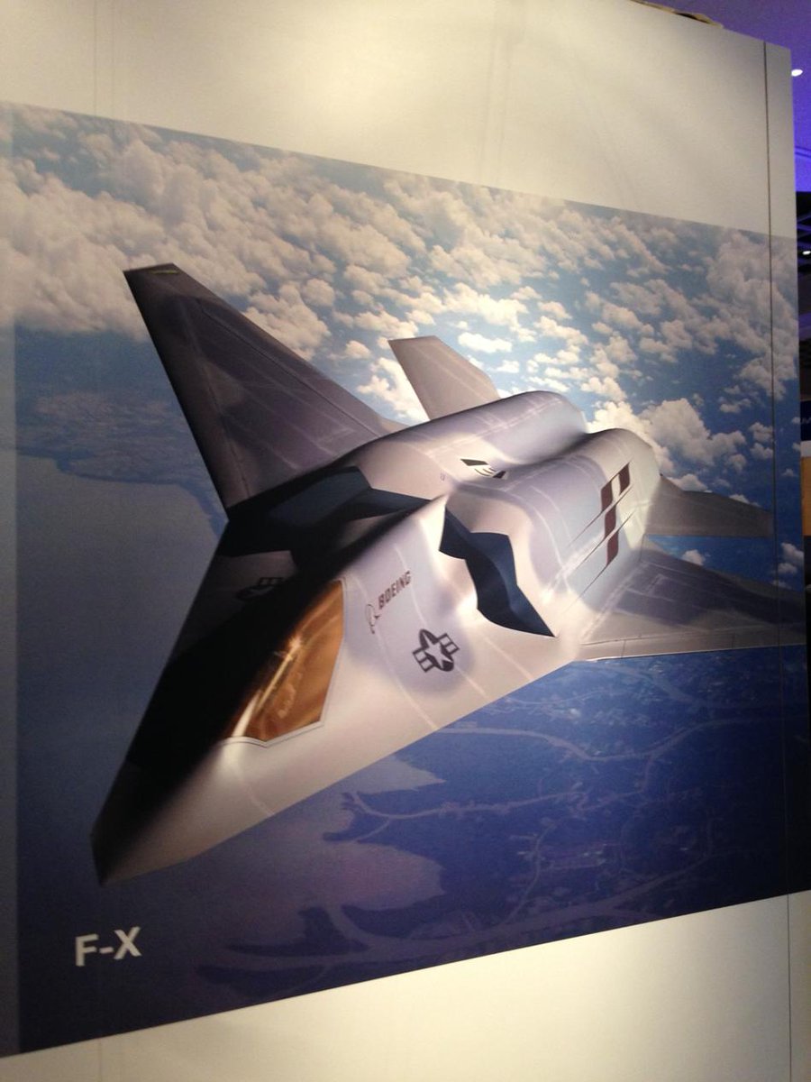 AaronMehta's tweet image. Spotted this Boeing 6th gen fighter concept at #aws15. Twin engine! #avGeek