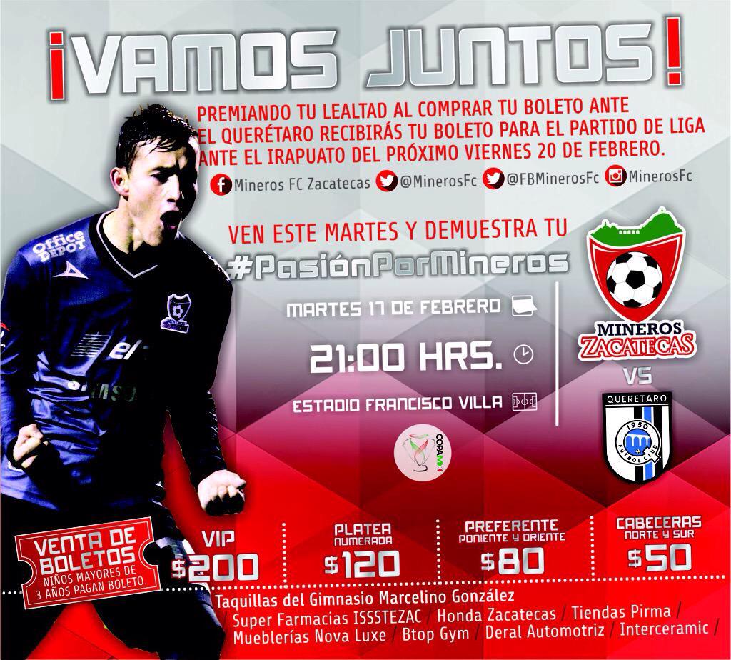 MinerosFc's tweet photo. Mineros vs @Club_Queretaro, partido de "Vuelta" en @LaCopaMX. #PasiónPorMineros #LealAMineros http://t.co/ZDeb150WVN
