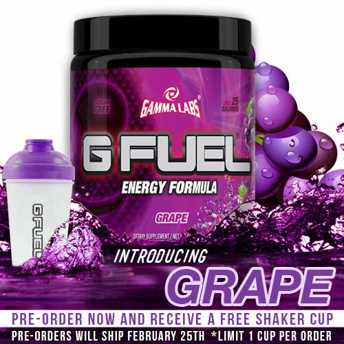 CainCarrizosa's tweet photo. Order @GammaLabs new @GFuelEnergy grape flavored energy drink today and get a free shaker cup! By far my favorite! http://t.co/Ymea5adce9