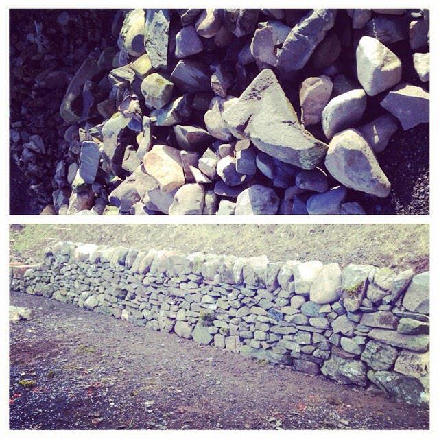 DrystaneDyker's tweet photo. Great wkend turning this pile of crazy random field stone into this wall. From chaos to creation. #garden #landscape http://t.co/Jks9hPlA4b