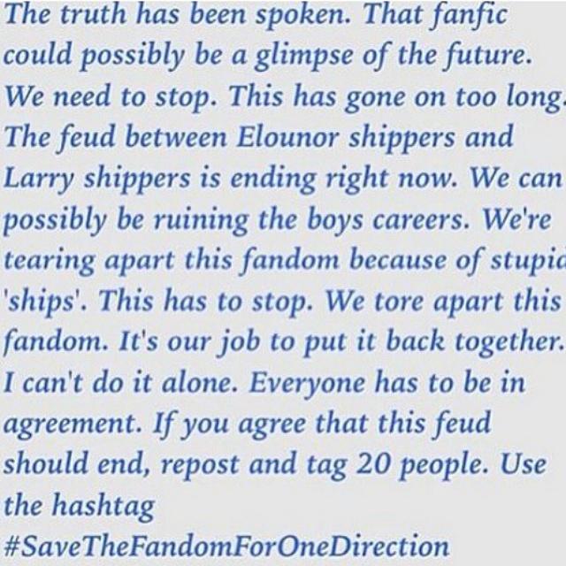 harweliz's tweet photo. Guys! We're tearing them apart! We need to stop 😭
#savethefandomforonedirection #SaveEleanor #Save1D @onedirection http://t.co/obm9uH32ac