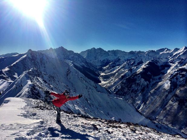 GretchenBleiler's tweet image. Had to hop on the #snowga train! My best rendition of dancers pose on top of the world! #practiceit #liveit #beit