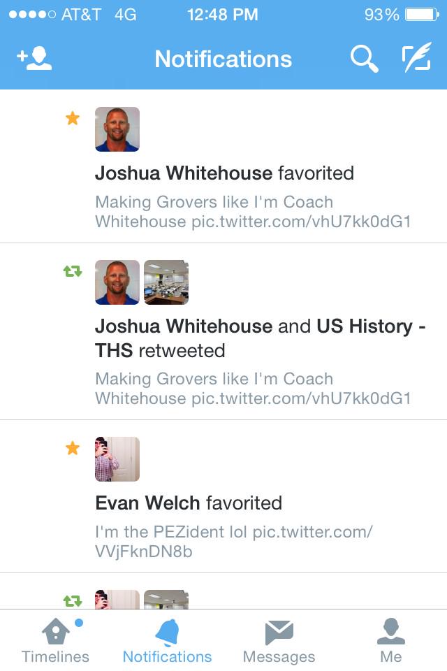 GCleevy's tweet photo. When the real Coach Whitehouse favorites your tweets http://t.co/NzEk9bPE7q