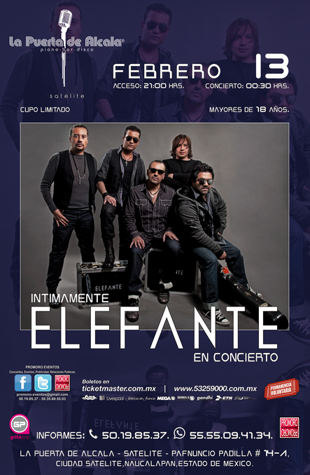Ven y disfruta este 13 de febrero con elefante Oficial​ en #puertadealcala #Satélite.
