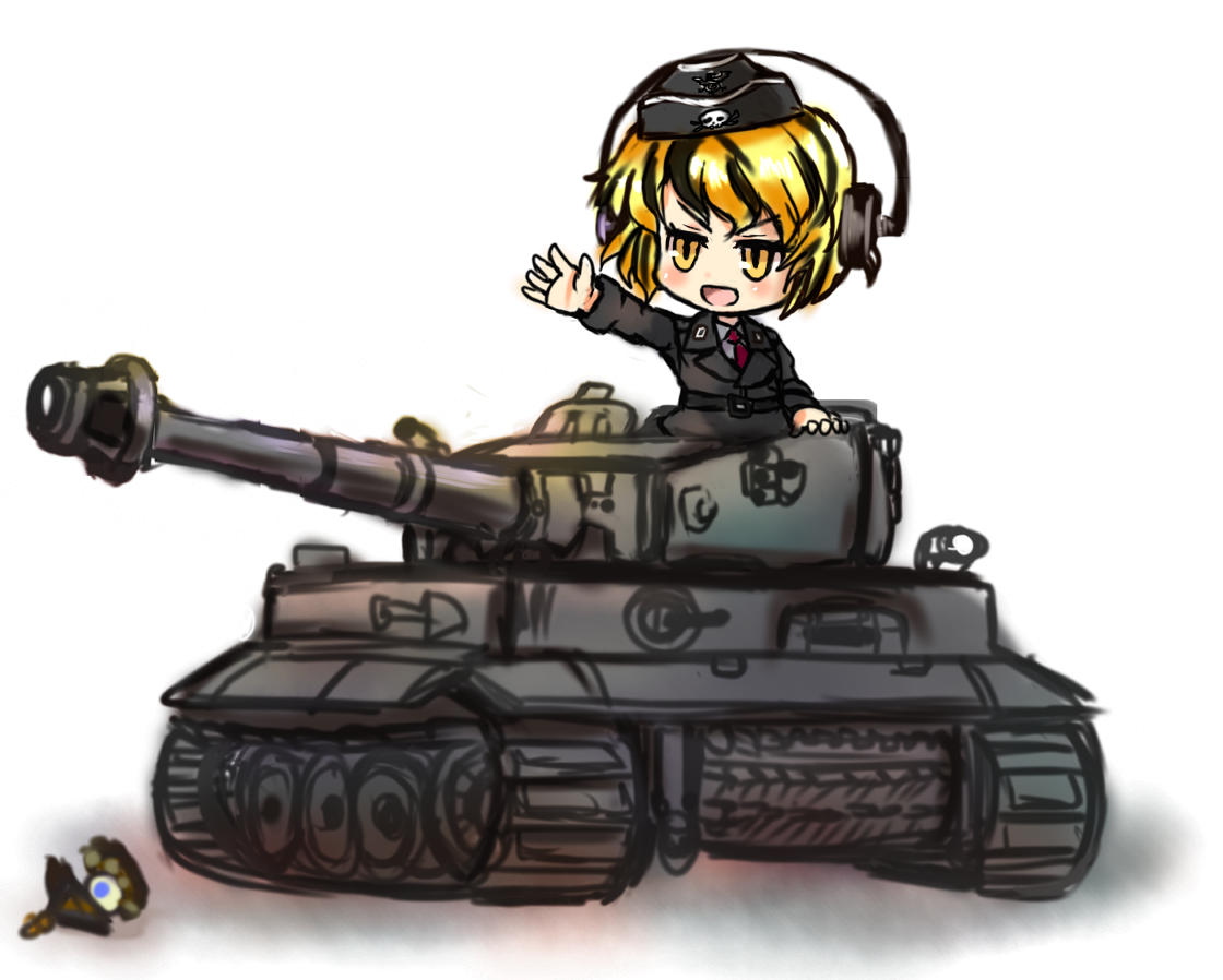 #深夜の真剣お絵描き60分一本勝負 「敵戦車を、やっちまったぞ!」 寅丸星&TigerⅠで! 