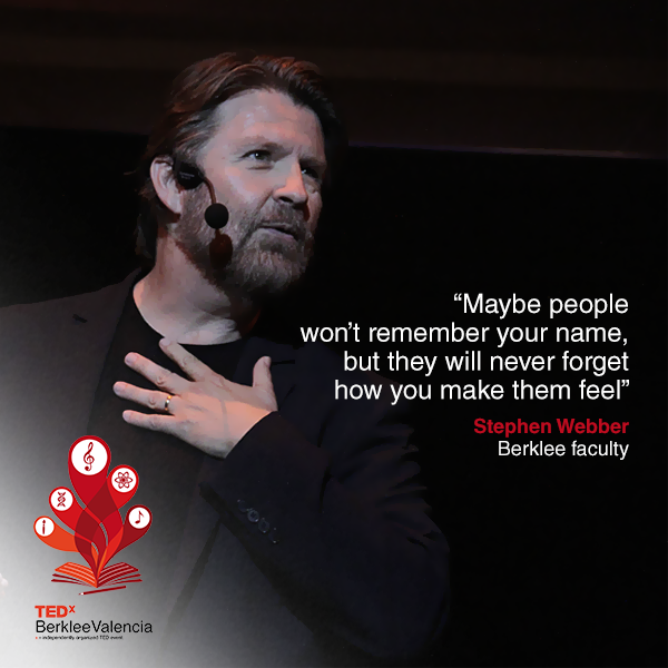 TEDxBerklee's tweet photo. "Maybe people won't remember your name, but they will never forget how you make them feel." - @StephenWebberr #TEDx http://t.co/ydKppgpYY5