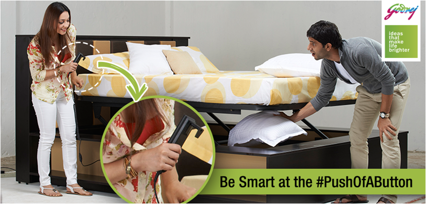 Zindagimuskraye's tweet photo. #SmartnessIsWhen you get yourself a Karbon bed, the storage of which can be accessed at just the #PushOfAButton! http://t.co/nFxHZts7qj