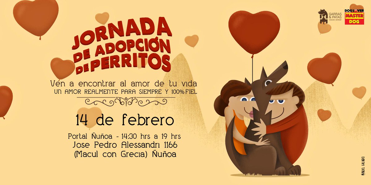 F_GarrasyPatas's tweet photo. RT Ven a encontrar el amor de tu vida 💕🐶 en Jornada Adopción 14/2 #PortalÑuñoa http://t.co/6mJoomLIae http://t.co/cm8JwQ568P