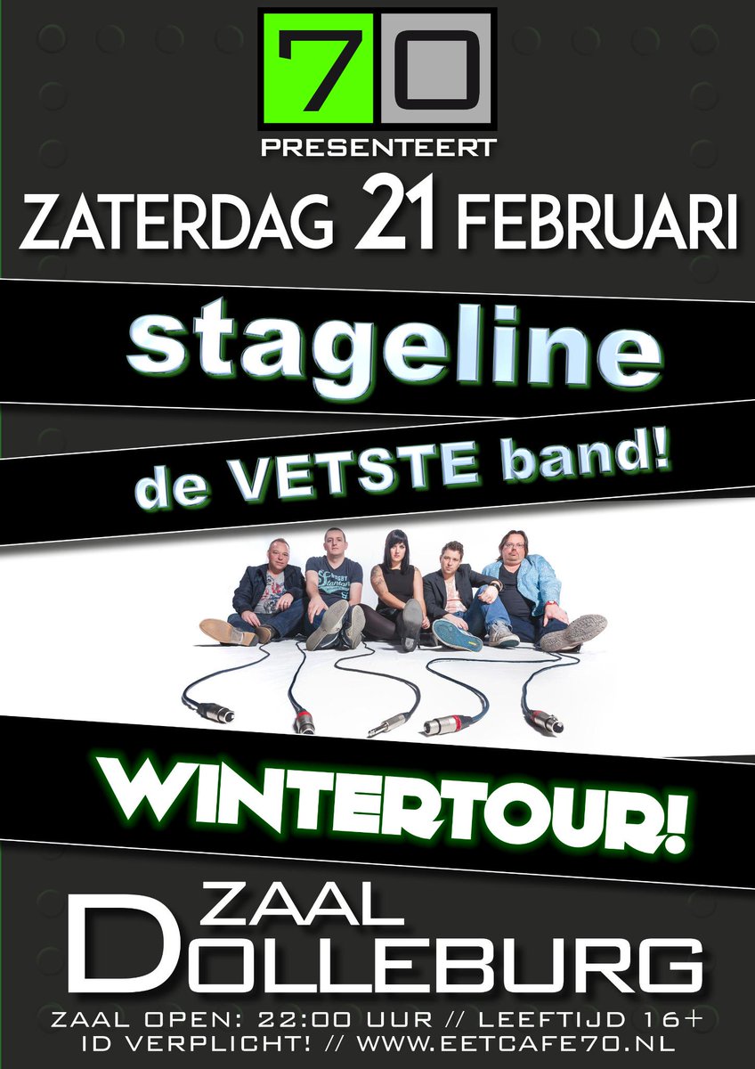Zaterdag 21 februari: STAGELINE wintertour! Deze fantastische band gaat door heel NL en dus ook naar Zaal #Dolleburg!