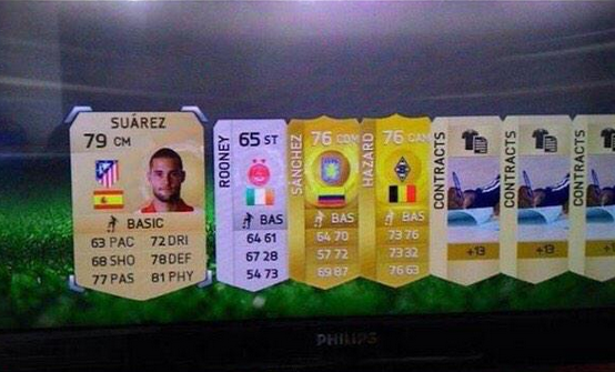 FootballFunnys's tweet photo. "I got Suarez, Sanchez, Hazard and Rooney in a pack on Ultimate Team" http://t.co/oHroTwKfc3
