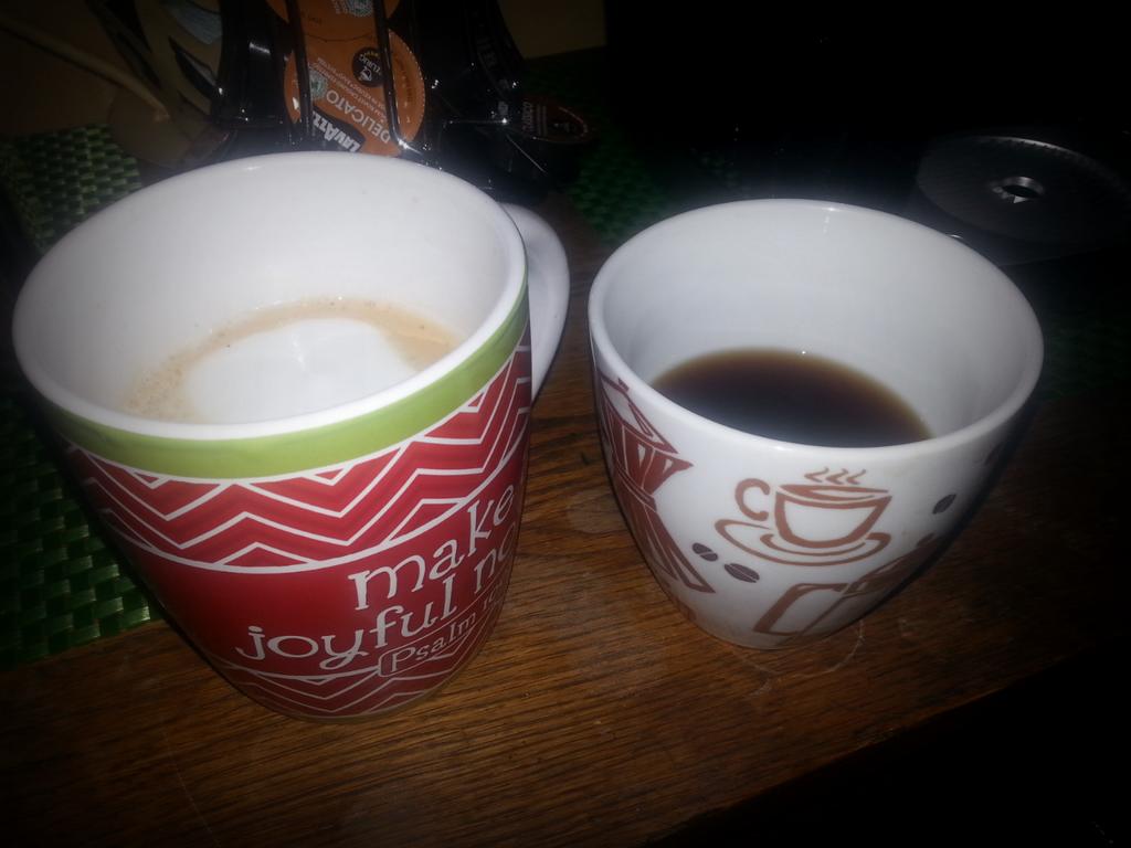 brnidjoy's tweet photo. Why yes, it is that kind of Monday.   One "high test", one "regular".  Don't judge.  #whoneedsstarbucks http://t.co/ckMBJVC0sr