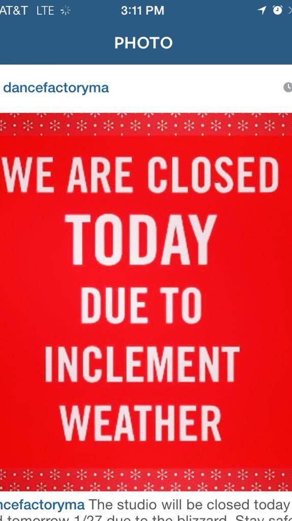 DanceFactoryMA's tweet image. Stay safe and warm friends! We are closed today 2/9/15.