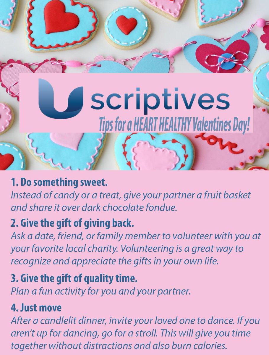 Uscriptives's tweet image. Heart Healthy Tips for Valentines Day! #HeartMonth #HeartHealth #ValentinesDay #healthyliving