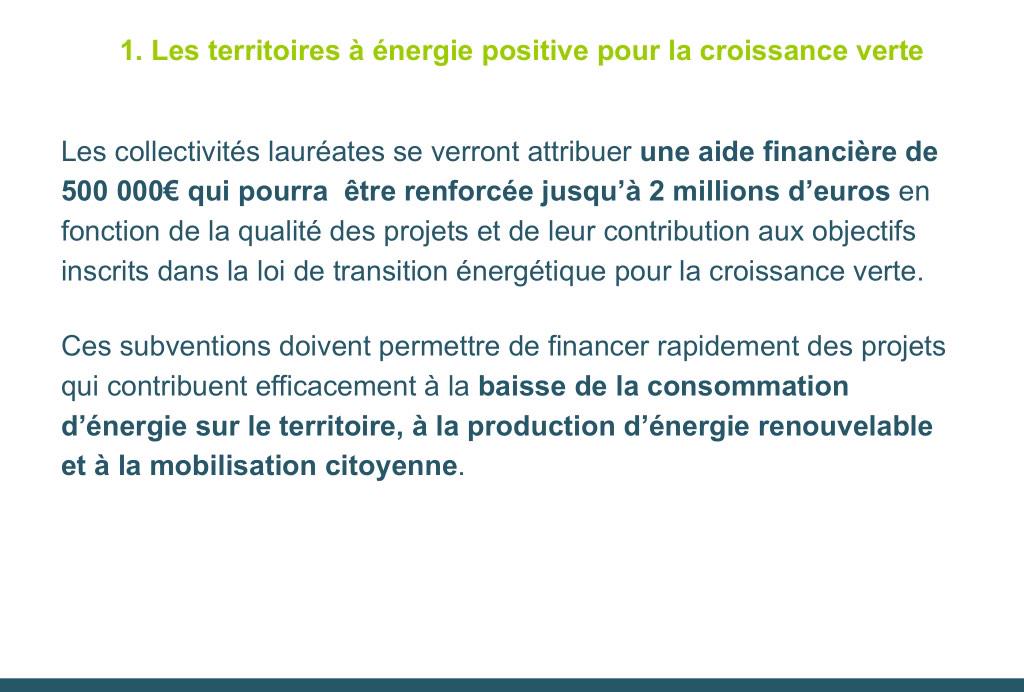 [#DirectSR] "Les collectivités lauréates vont bénéficier d'une aide de 500000€ pour leurs projets" <a href="/RoyalSegolene/">Ségolène Royal</a>