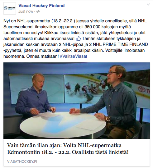 ViaplayUrheilu's tweet photo. NHL-MATKAN ARVONTA: 
Osallistu -> http://t.co/KJBXbCm7Bo 
RT tämä = Olet mukana NHL-tuotteiden (4kpl) arvonnassa. http://t.co/MmSCORohXR