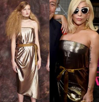 PurelyApp's tweet image. Spotted #LadyGaga wearing @TiA_CiBANi during a #Grammys pre-party! Shop this designer sale: bit.ly/16KYMzZ