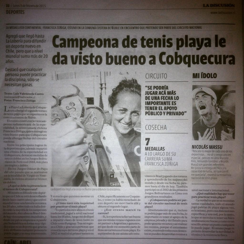Fran_Zuniga_G's tweet photo. Hoy lunes en diario la discusión de Ñuble @jcpae
@RedCreaDeporte @holadeportes @TenisPlayaChile http://t.co/bV9pPsSpFF