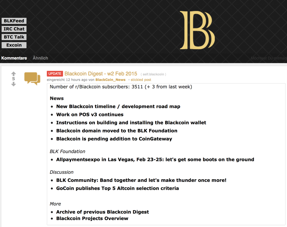 BlackCoin_News's tweet photo. Check out Blackcoin Digest (w2 Feb 2015), coming every week on Monday: http://t.co/3EfqcIZeWu #blackcoin #news $BLK http://t.co/TuSAyoeTUG