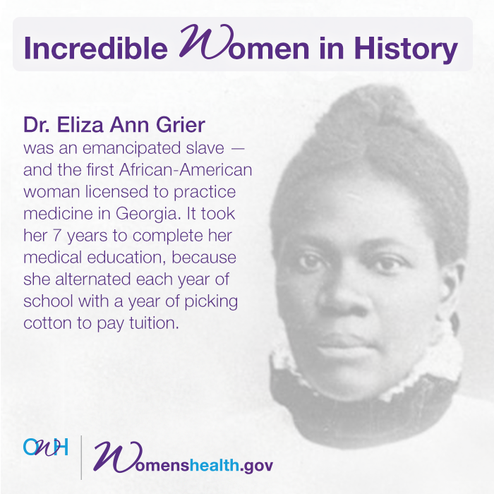 womenshealth.gov on Twitter "SPREAD THE WORD! Dr. Eliza Ann Grier, we