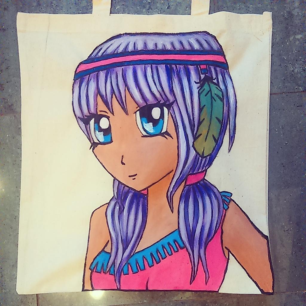 #Pocahontas anime tote. Hand made by me :) #anime #animegirl #animelovers #customisedbags #manga #art #Kawaii #love