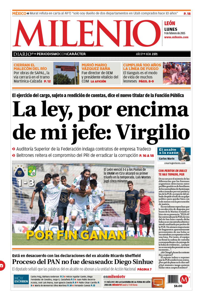 milenio_leon's tweet image. La portada del día de hoy en #VIDEOPORTADA: mile.io/1DcYEWG …