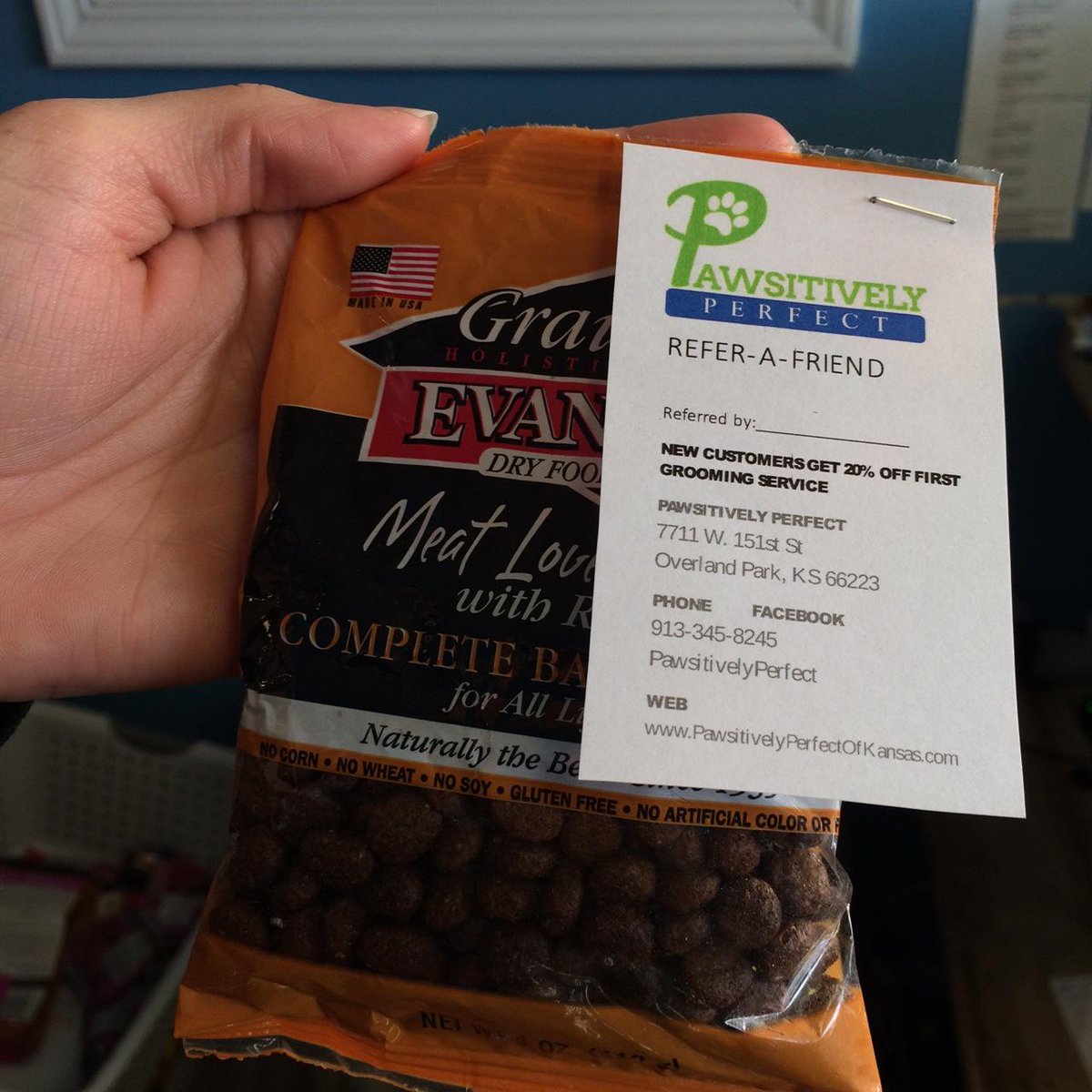 PawsitivelyPerfect (@pawsitivelykc) on Twitter photo Free <a href="/Evangers/">Evanger’s Pet Foods</a> sample w/ every groom! Plus referral cards! New clients get 20% off first groom w/ card! #ShareTheLove Free <a href="/Evangers/">Evanger’s Pet Foods</a> sample w/ every groom! Plus referral cards! New clients get 20% off first groom w/ card! #ShareTheLove