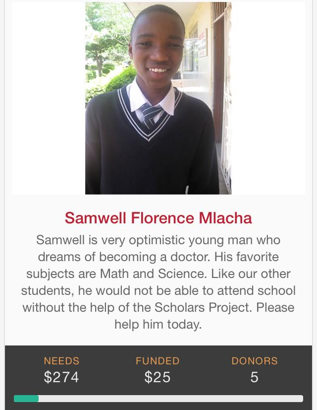 ScholarsProject's tweet image. Samwell is still waiting for a full scholarship. More info and to contribute to his fund: serengetischolars.org/3436
