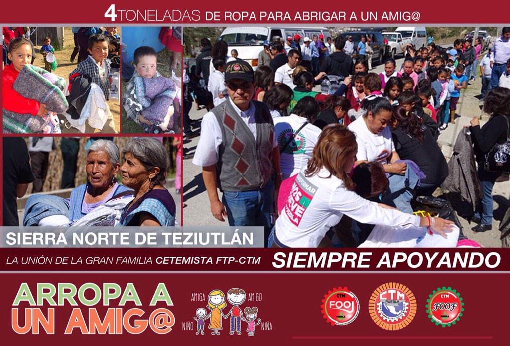 4 mil beneficiados en la sierra de Teziutlan con ropa donadas por familias Cetemistas <a href="/leobardosoto/">Leobardo Soto</a> <a href="/CTM_MX/">CTM Nacional</a>      "