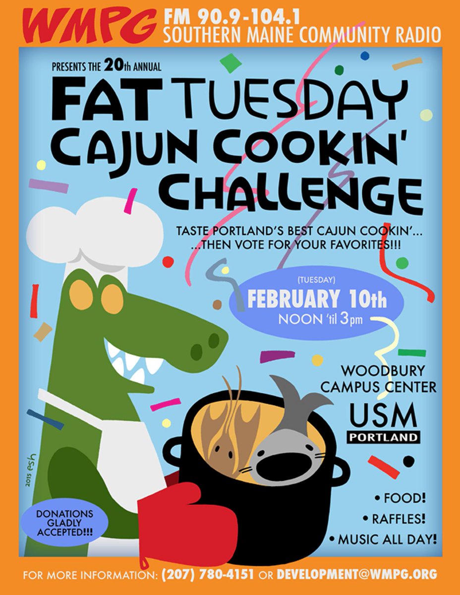 USouthernMaine's tweet photo. The @WMPG_Radio Cajun Cooking Challenge turns 20 on 2/9! Race you to Woodbury, Huskies! http://t.co/9RI8ZmYj5K http://t.co/ieqeU09Af2