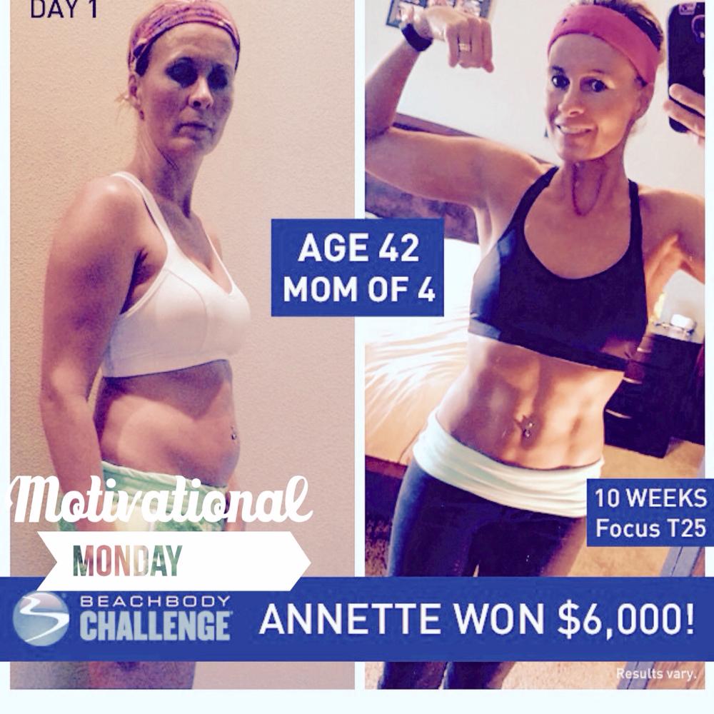 Talk about #MotivationalMonday! I am blown away by Annette's success! 4 kiddos later and she is rockin' an 8 pack!