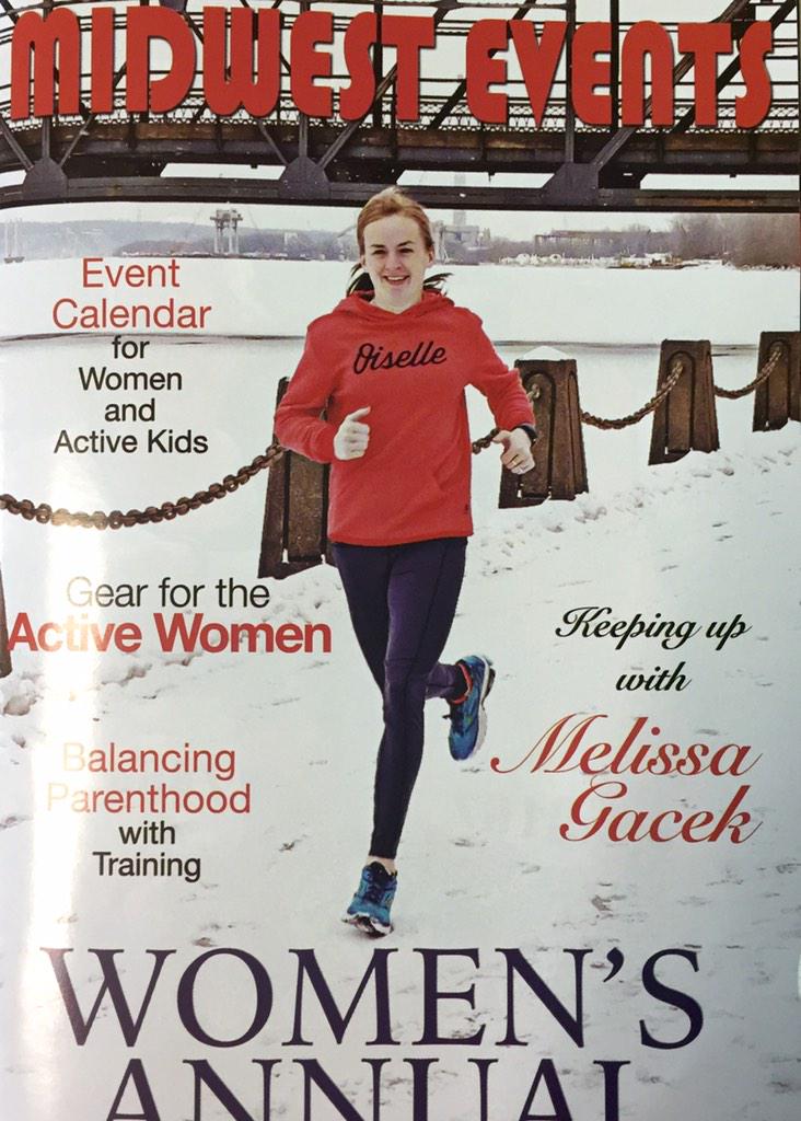 oiselle's tweet image. Gracing the cover of @MidwestEvents 2015 W's Annual edition: @melissagacek! Impressive career highlights inside.