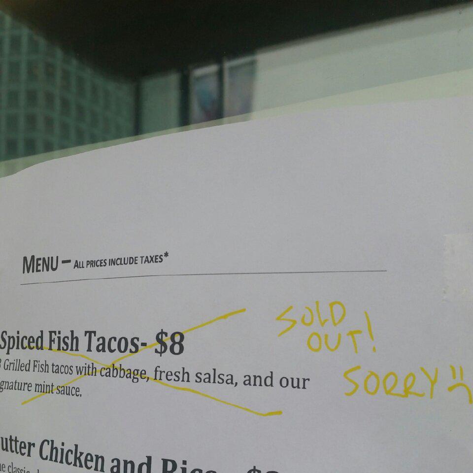 We sold out of our Spiced Fish Tacos in the first hour! We promise we'll be stocked up next time! #thankyou