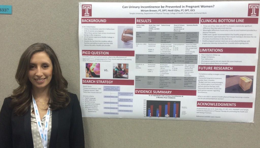 AwareHealth_io's tweet photo. Miriam Brewer #TempleDPT grad "PT's role in prevention of urinary incontinence" #APTACSM http://t.co/t2ZX93JZHS