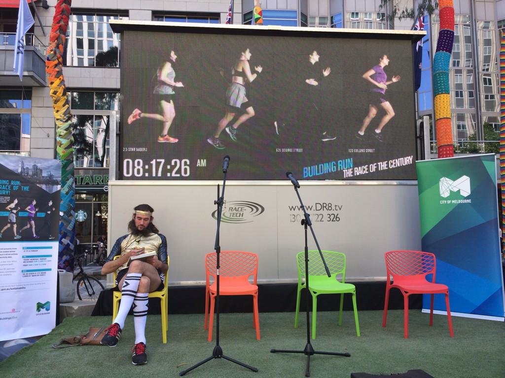 carbon_arts's tweet image. @willtait about to step into character as the #retrofitter for #buildingrun @SLFestivalAus