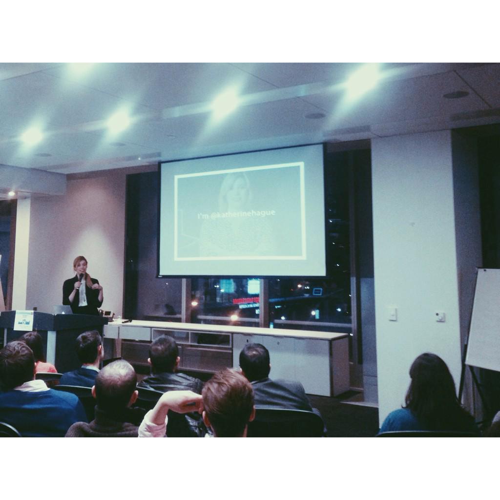 Tagpacker's tweet photo. Finally a female presentor! @KatherineHague #TOTechMeetup http://t.co/qabKBXe3qF