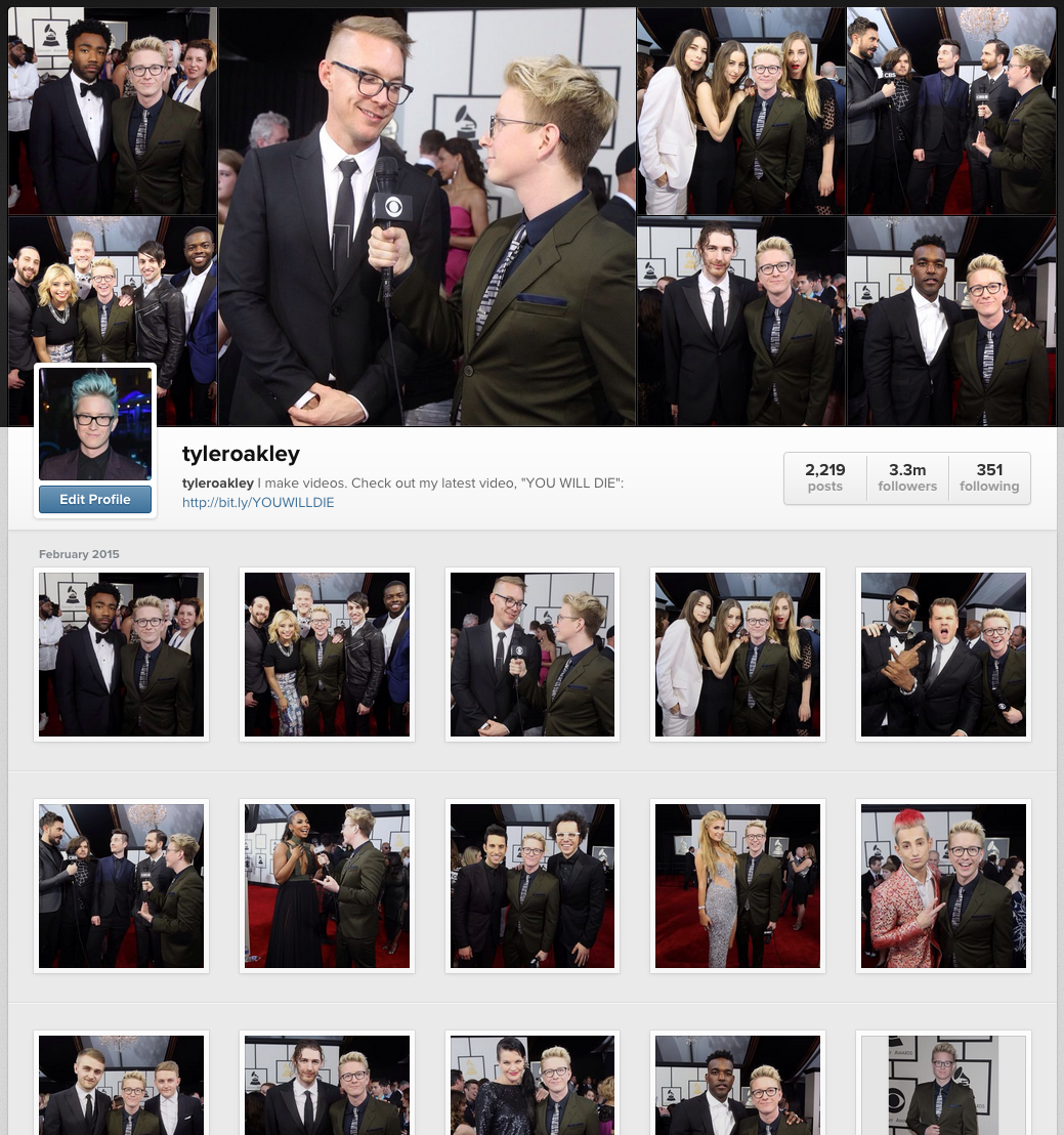 tyleroakley's tweet image. Check instagram.com/tyleroakley for all my #GRAMMYs pictures.
