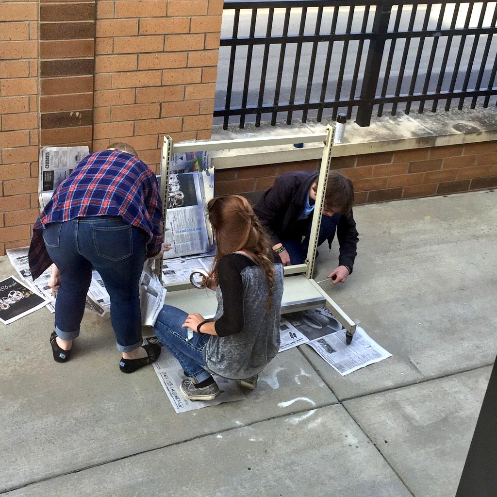 We had a great time playing with spray paint and decided to take the next meetings to do street art around Topeka...