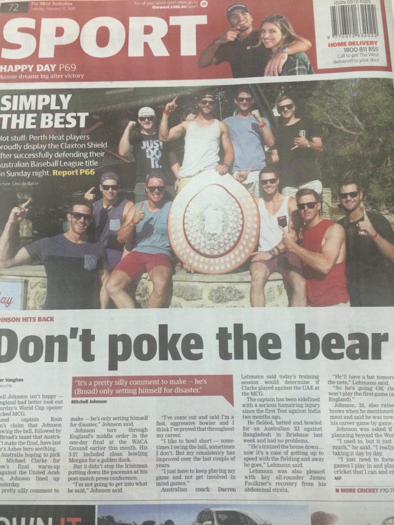 PerthHeat's tweet photo. Thanks @thewest_com_au and @Lacytalks for putting the #HappyHeaters on the back page of Today's West! Grab a copy! http://t.co/VLyEDMcBda